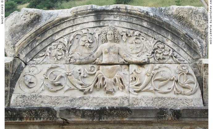 A relief of Gorgon Medusa above the doorway of the Temple of Hadrian, Ephesus at My Favourite Planet