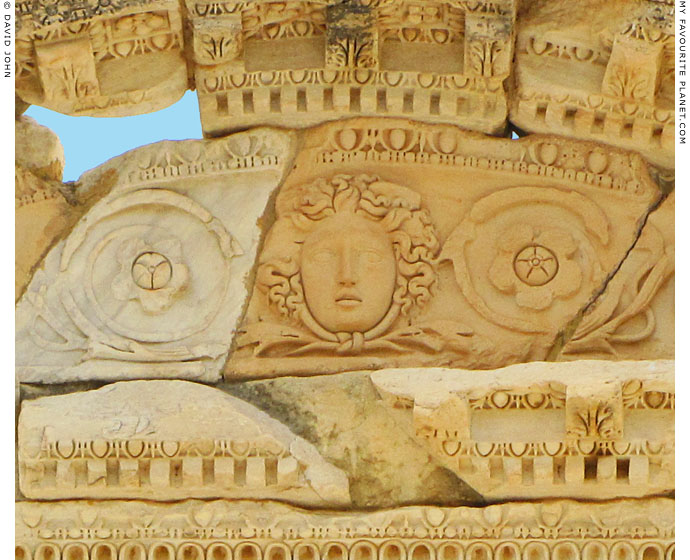 Close-up of the Gorgoneion on the facade of the Library of Celsus, Ephesus at My Favourite Planet