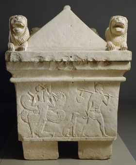 The end of the Golgoi sarcophagus with the Perseus and Medusa relief at My Favourite Planet The end of the Golgoi sarcophagus with the Perseus and Medusa relief at My Favourite Planet