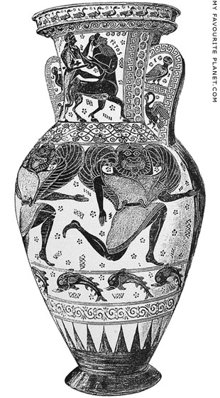 A drawing of an Archaic Attic amphora by Emile Gillierion at My Favourite Planet