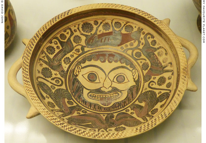 A lekanis with a Gorgon head, surrounded by a frieze of deer, lions, sphinxes and a siren at My Favourite Planet A lekanis with a Gorgon head, surrounded by a frieze of deer, lions, sphinxes and a siren at My Favourite Planet