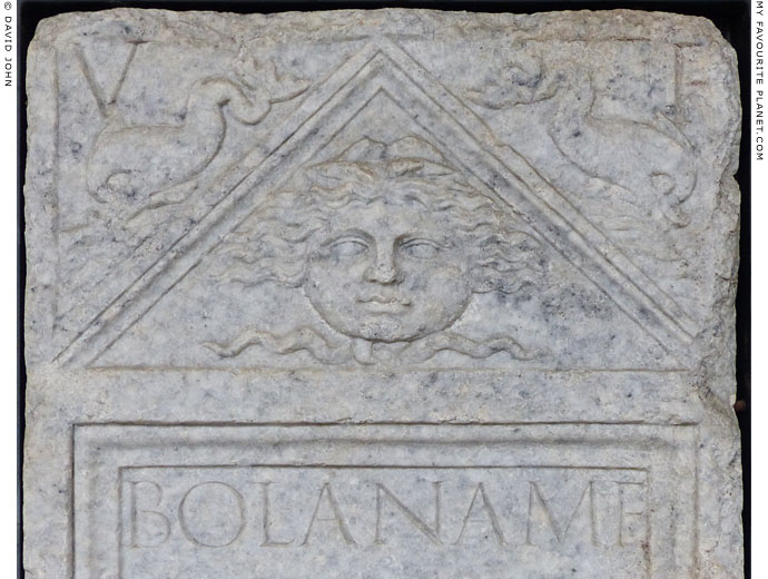A Gorgoneion on a funerary stele from Mediolanum at My Favourite Planet
