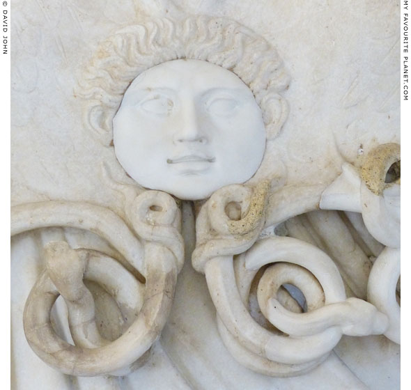 Gorgoneion on the aegis of the Athena Farnese statue at My Favourite Planet