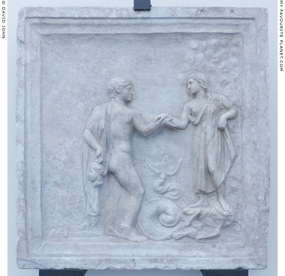 Marble relief of Andromeda and Perseus holding the head of Medusa at My Favourite Planet