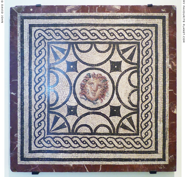 The head of Medusa on a mosaic from the Casa delle Vestali, Pompeii at My Favourite Planet