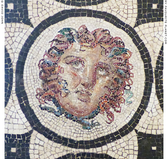 The baby-faced Gorgoneion in the mosaic from the House of the Vestals, Pompeii at My Favourite Planet