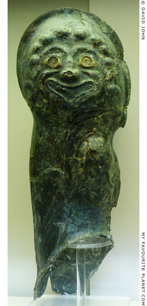 A Gorgoneion on a bronze arm guard from Olympia at My Favourite Planet
