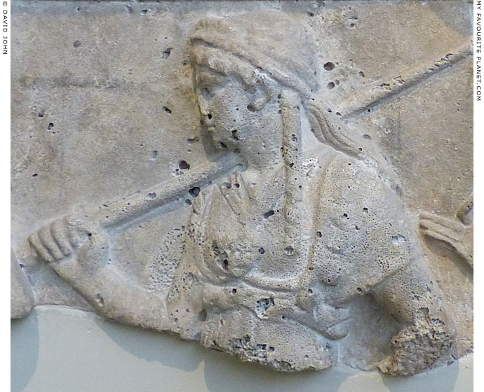 Athena wearing the aegis and Gorgoneion on a marble relief from Piraeus at My Favourite Planet