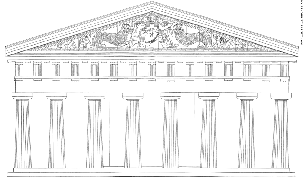 A reconstruction of the west facade of the Temple of Artemis, Corfu at My Favourite Planet
