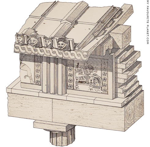 A reconstruction drawing of part of the entablature of the Apollo temple at Thermon at My Favourite Planet
