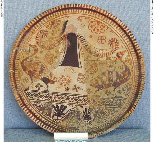 Plate showing a winged female figure standing between two geese, Izmir, Turkey at My Favourite Planet