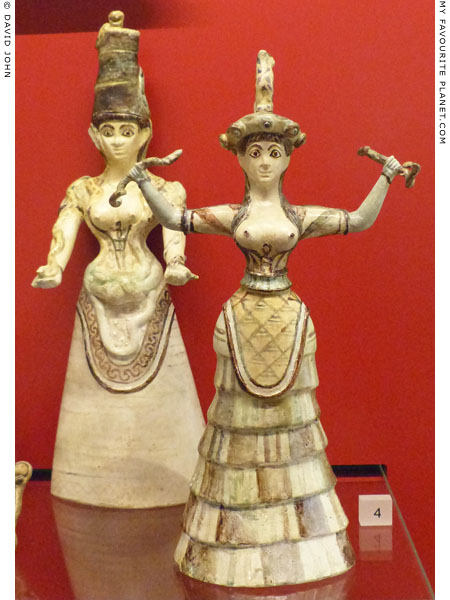Replicas of two faience figurines of Minoan snake goddesses at My Favourite Planet