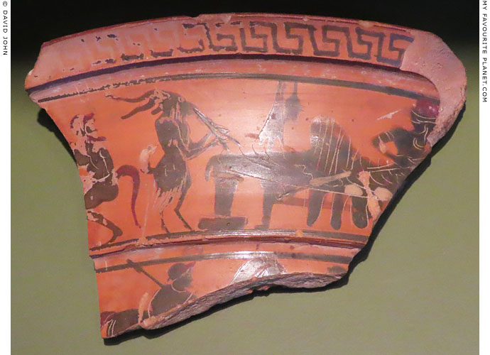 Pan as a goat playing a diaulos on an Athenian black-figure krater at My Favourite Planet