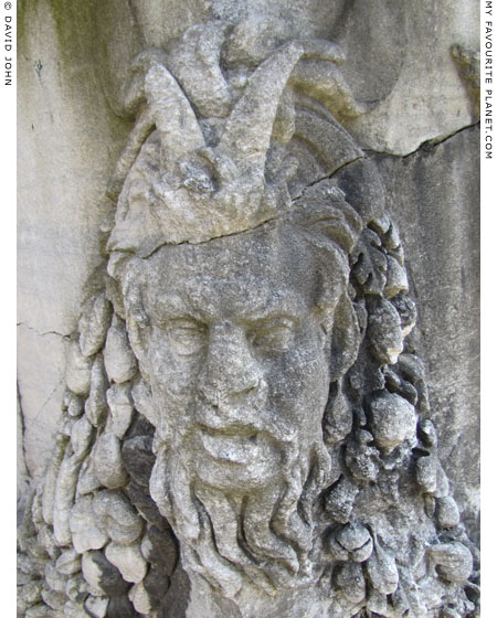 Marble head of Pan on the corner of a sarcophagus at My Favourite Planet